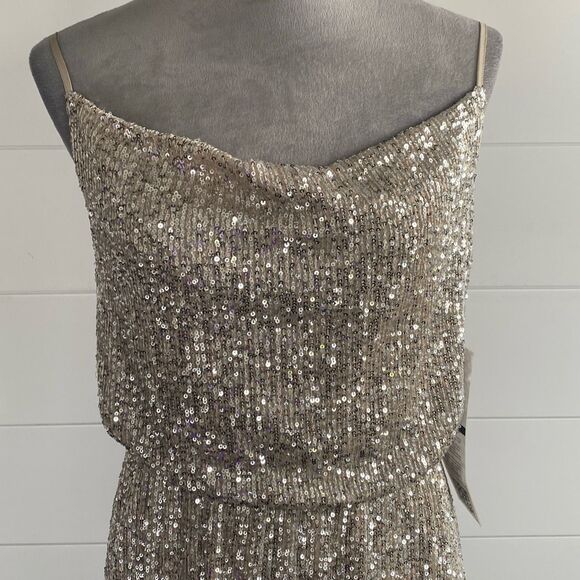 Dalia MacPhee Gold Sequin Embellished Mini Dress - Picture 2 of 10